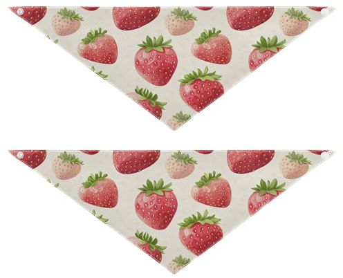 Summer Fresh Strawberries Hundehalstücher mit Druckknopf, niedliches Haustier-Urlaubszubehör, Dekoration für Hunde und Katzen, 2 Stück