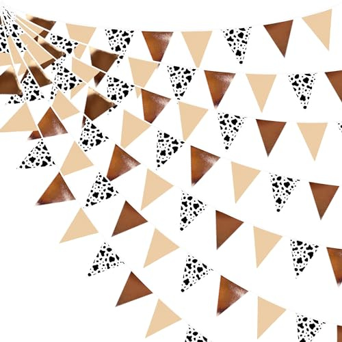 Guirnalda de banderín de 32 pies, diseño de vaca lechera, diseño de bandera, para Derby, agricultura, para cumpleaños, bautizo, boda, decoración colgante