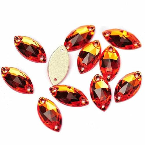 3223 Cuentas de vidrio con parte trasera plana, strass para coser, piedras y cristales para manualidades, jacinto, 6 x 12 mm, 48 unidades