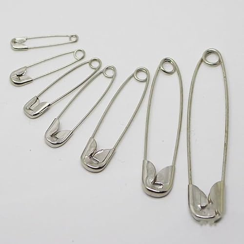 40 x Safety Pins Small Medium Large Safety Pins Assorted Lengths Nicke Safety Pin for ClothesArt & Crafts, DIY Sewing Hemming