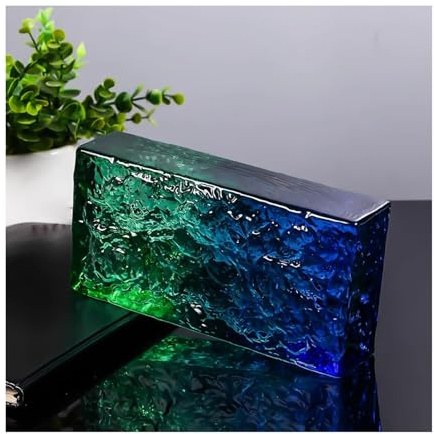 ladrillos de vidrio de proceso, Bloques de vidrio azul y verde de 7,8 x 3,9 x 1,9 pulgadas, aislamiento térmico, insonorización y transparencia.