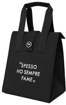 KASANOVA Borsa porta pranzo termica 12 L nero con scritta