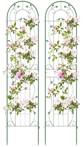 GOPLUS Juego de 2/4 Espalderas de Jardín para Plantas Trepadoras, Espaldera para Plantas 1.8M/2.2M Metal Galvanizado, Espaldera Decorativa para Plantas, Hortalizas, Flore (Verde,Alt. 180 cm)