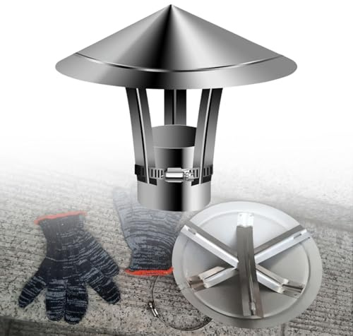 YJSGHRHL Chapeau de Cheminée Anti Pluie en Acier Inoxydable 201, Capot de Conduit de Fumée 50mm - 300mm, Hotte D'aération de Cheminée, Couverture de Cheminée de Toit for Anti Oiseaux(8cm)