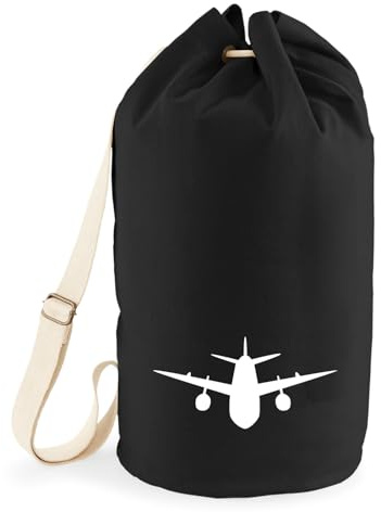 Huuraa Seesack Flugzeug Flieger 20 Liter Black Baumwolle Rucksack Geschenkidee
