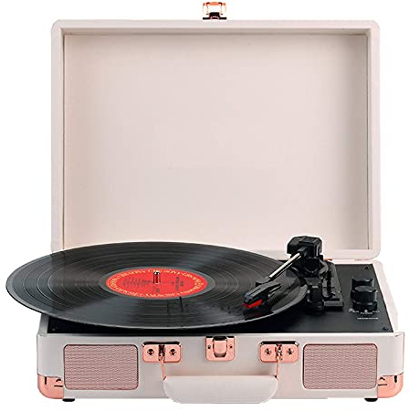 CLSDRZC Giradischi in Vinile, Giradischi a 3 velocità con Altoparlanti Stereo integrati, Supporta Uscita Linea RCA, Ingresso AUX, Jack per Cuffie Giradischi fonografico per Famiglia o Amici