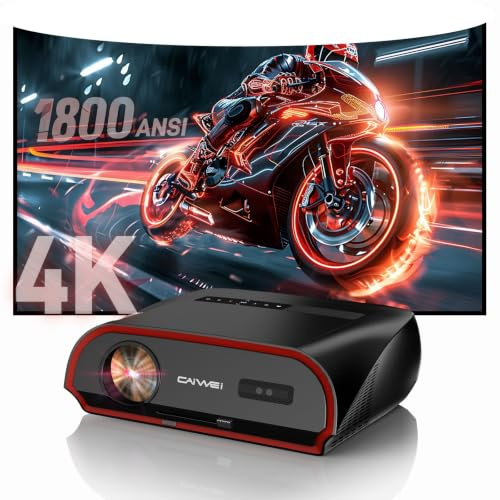 4K-HDR Beamer 1800 Lumen, Smart Projektor mit WLAN6 & Bluetooth 5.2 | Android OS, DSP-Sound, HDMI ARC, Manueller Fokus & Decke FHD 1080P Beamer für Film, Gaming, Kinderbildung Tageslichttauglich