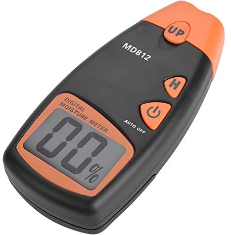 Zisemeil Igrometro Digitale LCD per Legno, Umidometro per Legno di Bambù, Carta, Gesso, Nero, Arancione, 5-40% RH