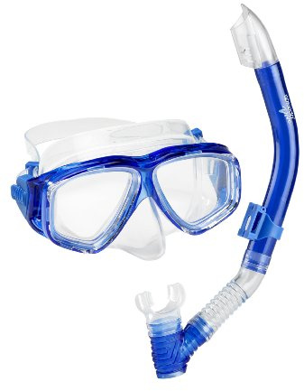 Speedo Unisex-Adult Swim Snorkel Dive Mask Anti-Fog with Nose Cover Adventure Series, MS Blue, One Size