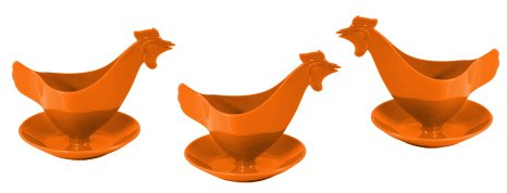 Sonja PLASTIC Eierbecher Huhn in Hellen Farben 3er Set orange, Hühnereierbecher