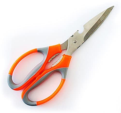 f-508 Große Soft Grip Edelstahl multipurspose Schere 21,5 cm mit Flaschenöffner und Nussknacker