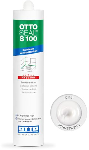 OTTOSEAL S 100 Premium-Sanitär-Silikon 300ml C116 schneeweiss – Sicher gegen Schimmel & Ideal für Bad, Küche & Wohnbereich – Hervorragend Glätt- & Modellierbar