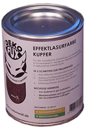 DekoFux Effektlasurfarbe 3D Wandgestaltung, Polymerdispersion, Kupfer, 1 Stück
