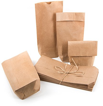 Logbuch-Verlag 100 kleine Bodenbeutel braun natur 10,5 x 22 x 4,5 cm Geschenktüten Kraftpapier zum Befüllen