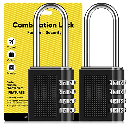 2 Pack Combination Padlock, 2.6 inch Long Padlock Locker Locks, Weatherproof Code Pad Lock with 4-Digit Smooth Dial for School, Gym Locker, Cabinets, Garage, Fence, Hasp, Toolbox(Black)