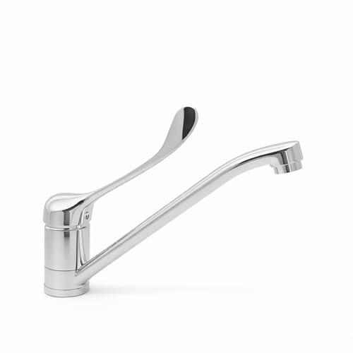 Niederdruck Hygienearmatur Küchen Wasserhahn mit langem Hebel zur Ellenbogen Bedienung für Arztpraxis Klinik Labor und Gastronomie