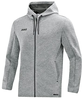 JAKO Herren Kapuzenjacke Premium Basics, Hellgrau-Meliert, L