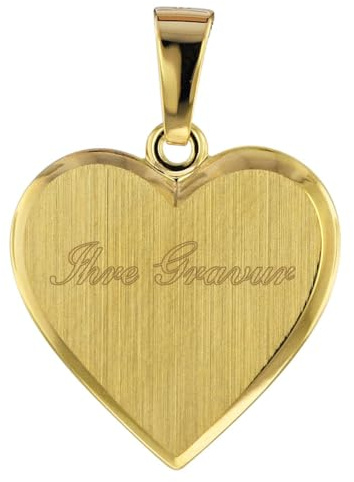 trendor Schmuck-Anhänger für Damen Gold 333/8 Karat Herz-Gravurplatte | Gravurschmuck aus Echtgold, Schmuckstück für Damen und Herren, Geschenkidee