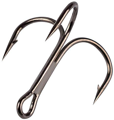 Angeln Drillinghaken, Fishing Treble Hooks - Klassische Rundbogenhaken Schwarz, Silber und Rot Scharfe Angelhaken aus Kohlenstoffstahl mit Widerhaken