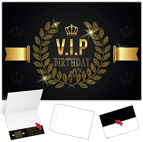 A4 XXL 40 Geburtstag Karte VIP 40th BIRTHDAY mit Umschlag - edle Geburtstagskarte Glückwunschkarte zum 40. Geburtstag für Frau Mann von BREITENWERK