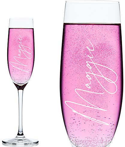 ukgiftstoreonline Personalised Champagne Flute Prosecco Glass Any Name Script Font