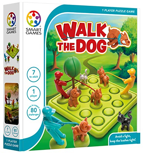 SmartGames - Walk The Dog, Puzzle Game with 80 Challenges, 7+ Years