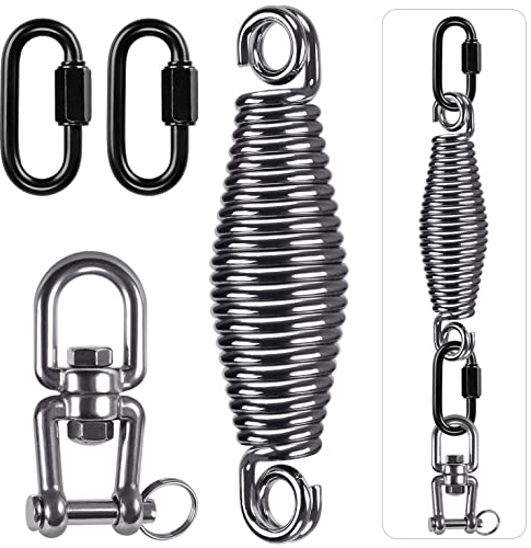 SELEWARE Boxing Punching Bag Spring Hanging Kit, 150LB Capacity Heavy Duty Spring with Swivel & 2 Carabiners, 360 Rotational Hanging Accessory