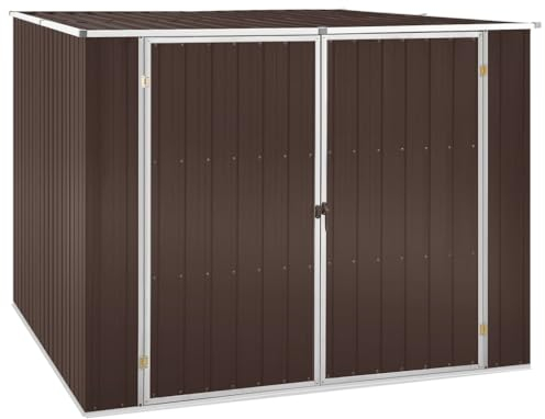 vidaXL Cobertizo de Jardín Paito Casata Casetilla Almacenamiento de Herramienta Almacenaje Exterior Acero Galvanizado Marrón 195x198x159 cm