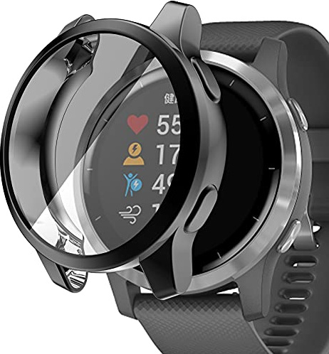 Für Garmin Vivoactive 4S Schutzhülle,Colorful All-inclusive TPU Hülle Stoßfest Anti-Kratz Abdeckung Ersatz Protection Zubehör Case Cover für Garmin Vivoactive 4S Smartwatch (Schwarz)