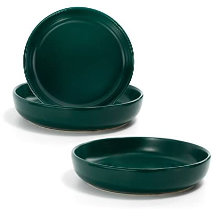 SPUNKYJUNKY Katzennäpfe 3 Stück Futternäpfe Keramik Fressnapf für Katzen (Grün)