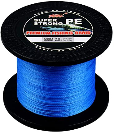 L SERVER Angelschnur Geflochten 500m/4 Geflochtene Angelschnur PE Bissfeste Angelschnur Ködern Angelschnur 4.8-40.2kg, Blau, 0.8 (0.14mm/6.8kg)