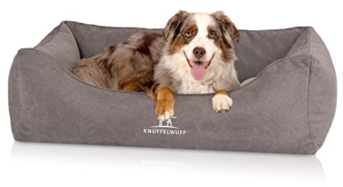 Knuffelwuff orthopädisches Hundebett mit Fächer-Wendekissen Baltimore 100 x 70cm Grau - Abnehmbarer Bezug - waschbar - für große, mittelgroße und kleine Hunde