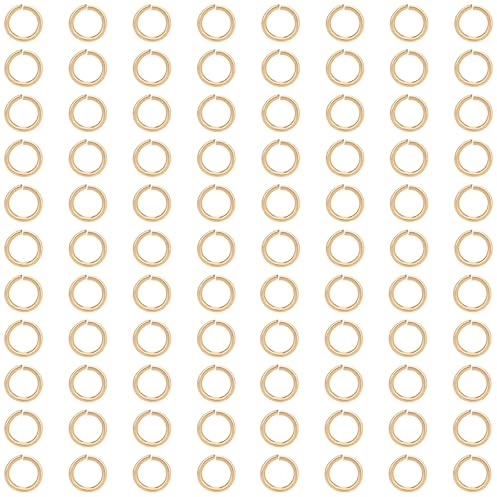 Beebeecraft 1 Box 1000Pcs 3 mm Offene Sprungringe 18K Gold beschichtetes Messing O-Ring Steckverbinder für Schmuck Halskette Armband Charms Reparatur