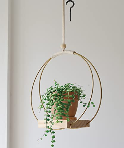 Dravmola Boho Makramee Pflanzenhänger - Gold, Innenbereich, Hängetopf Nicht im Lieferumfang enthalten