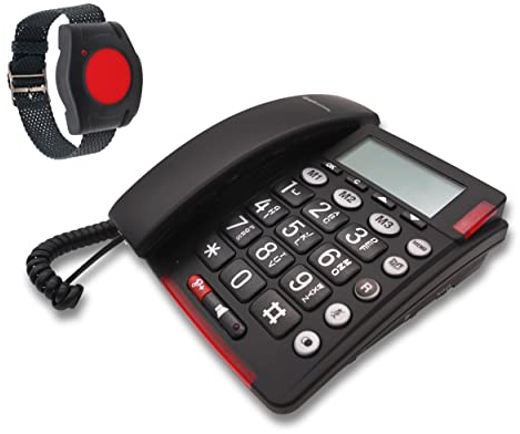 G-TELWARE® (ELDAT-Variante!) 2024er Modell Seniorentelefon Senioren-Notruf-Telefon mit Funk-SOS-Sender - 2023er Modell