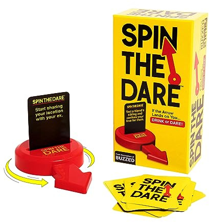 Spin The Dare By Buzzed, Drinking Games, Games For Adults And Card Games For Social Gatherings, Appropriate For Ages 21+, Includes 250 Dare Cards, 1 Spinner, And Instructions