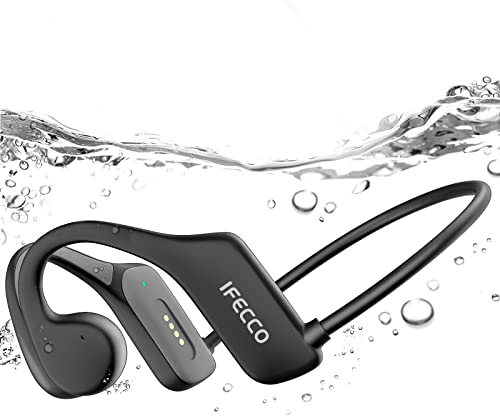 IFECCO - Auriculares de conducción ósea, Bluetooth 5.3, IP68, impermeables, para natación, deportes, inalámbricos, con micrófono integrado, reproductor MP3 de 32 G, para natación, correr, ciclismo