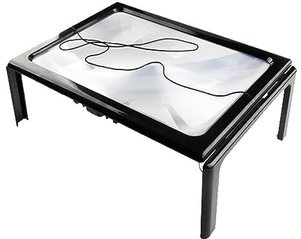 Meichoon Lente d'ingrandimento da tavolo 2,5 x con 12 luci a LED illuminazione uniforme supporto pieghevole batteria USB doppio uso timbro identificazione lettura giornali