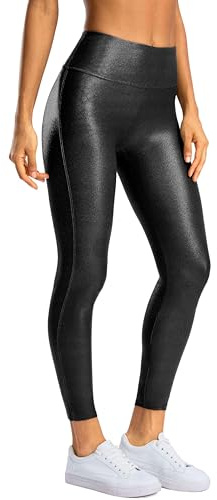 SANTINY Women's Faux Leather Leggings 25''/27''/29''-High Waisted Stretch Leather Pants Pleather Tights for Women（Black04_25L） Black