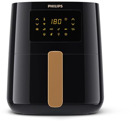 Philips Friggitrice ad aria Serie 5000 Connessa - cucina sana e versatile con tecnologia Rapid Air, 13 modi di cucinare, schermo a contatto, capacità di 4.1L, perfetta per famiglie (HD9255/80)