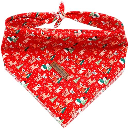 Lionheart glory Hundehalstuch, waschbar, weiche Baumwolle, Weihnachts-Lätzchen, Schal, verstellbares Halstuch, quadratisch, Hundehalstücher für kleine Hunde, rote Bandanas