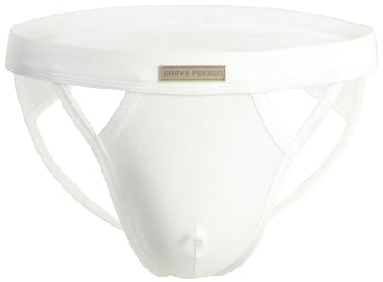 Alienjoy Jockstrap stringtrosa för män sexiga män G-string underkläder stretch bomull trosor stringtrosa atletisk supporter sport kalsonger, Vit, XL