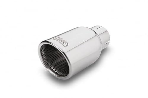 Auspuffblende Endrohr 90mm rund abgeschrägt Edelstahl poliert rund Blende Auspuff Tuning mit Absorber (Für 55mm Anschluß)