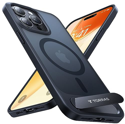 TORRAS Ostand L1 Hülle für iPhone 13 Pro Max für MagSafe case, Schwarz | **Unsichtbarer Titanständer・starke Magnetkraft・Militärschutz・rutschfeste Haptik・fingerabdruckfest・kratzfest・langlebig**