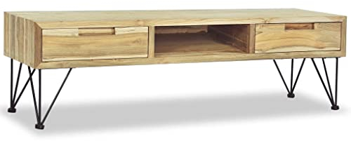 HETFTJN Meuble TV, meuble TV, table de salon, armoire murale, armoire d'angle pour couloir, petites pièces, télévision, chambre à coucher, 120 x 35 x 35 cm, teck massif