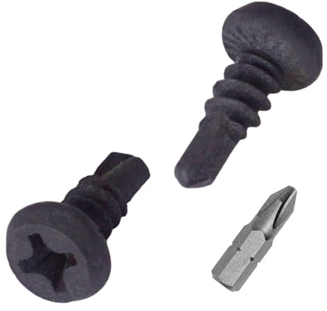 SKIR'CO (50 piezas) Tornillos autoperforantes de 3,9 x 11 mm, acabado de fosfato negro, cabeza Phillips, tornillos autorroscantes