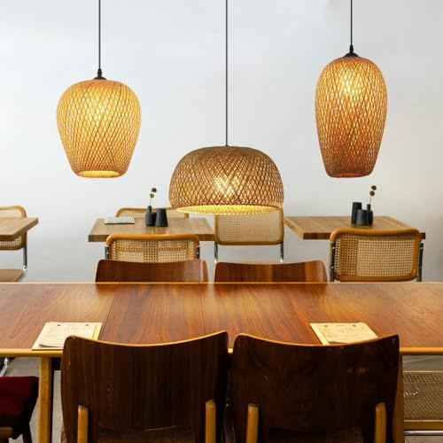 Lampadario in bambù Naturale Fatto A Mano in Stile Vintage Adatto alla Decorazione di Interni di Ristoranti E Hotel (Lampadina Non Inclusa)