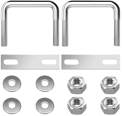 QIMEI-SHOP U Schrauben M8 U Bolzen Edelstahl U Bügelschraube mit Mutter Rahmenplatte Unterlegscheibe 50 mm Innenbreite für Rohr Befestigung 2 Stück M8 50x50mm