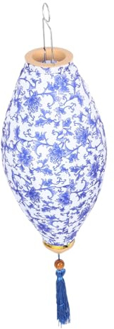 VANZACK Lanterne Suspendue Vietnamienne Décorative 36 Cm Bleu Et Blanc En Tissu Satiné Pour Fête Extérieure Mariage Lanternes Asiatiques Étanches