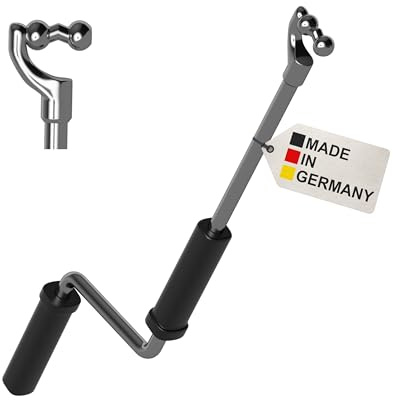 BAUHELD® Manovella per tenda con gancio a sfera [Made in Germany] – Asta per tenda da sole in acciaio zincato [120 cm] – Manico ad alta resistenza in plastica – Compatibile con occhielli rotondi –